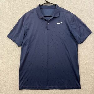 Nike Polo Shirt Men’s Medium Blue Standard Fit polyester performance stretch